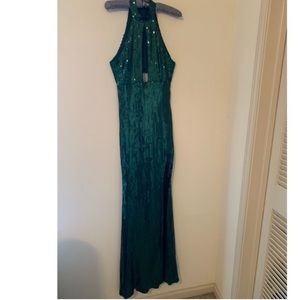 Green sequin formal gown